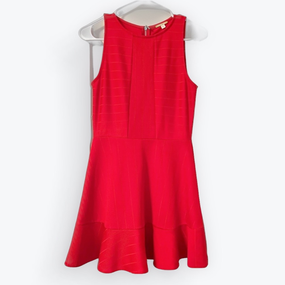 Gianni Bini Red Sleeveless Dress Ruffle Hem Sz XS